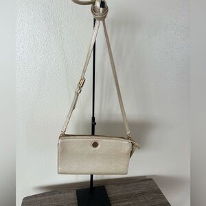 Tory Burch Metallic crossbody pebbled leather bag